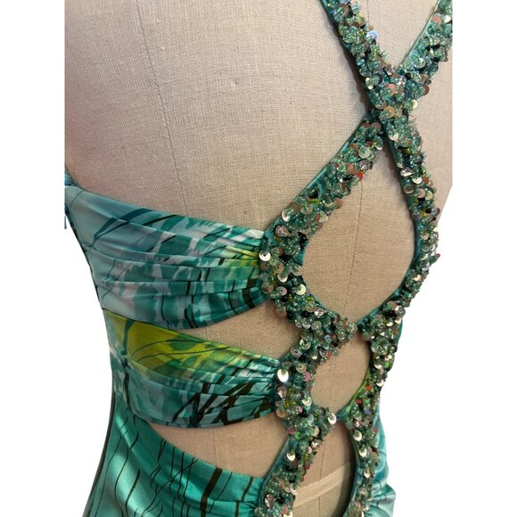 David's Bridal Elegant Sleeveless Beaded Maxi Dress With Back Cutouts Size S - Picture 9 of 12